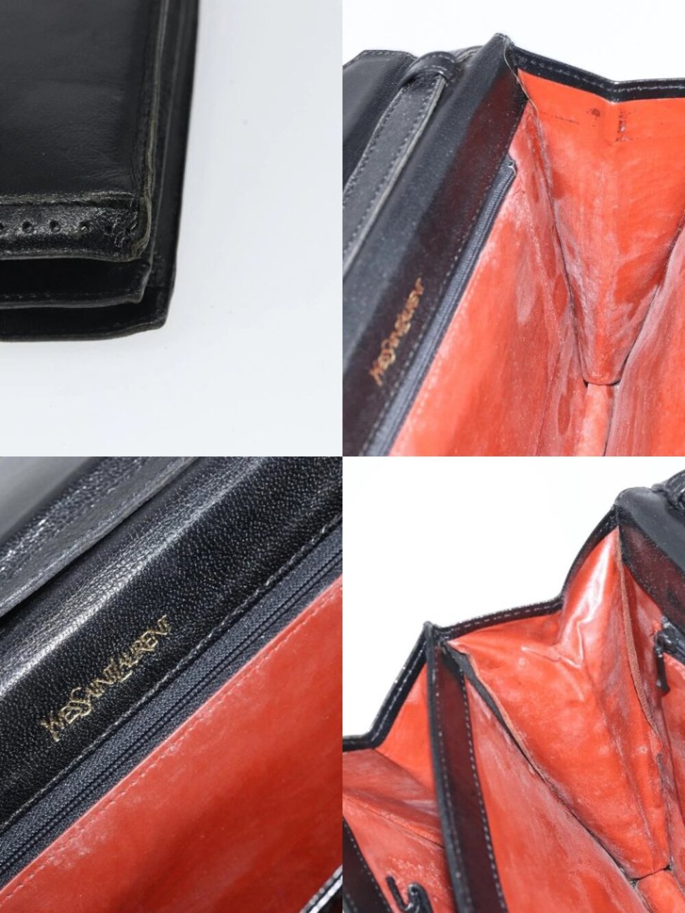 SAINT LAURENT Shoulder Bag Leather Black Gold Auth 170129 - Picture 16 of 16